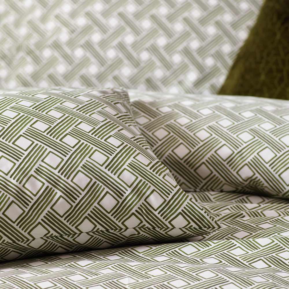 Alexa Abstract Cotton Rich Duvet Cover Set Olive