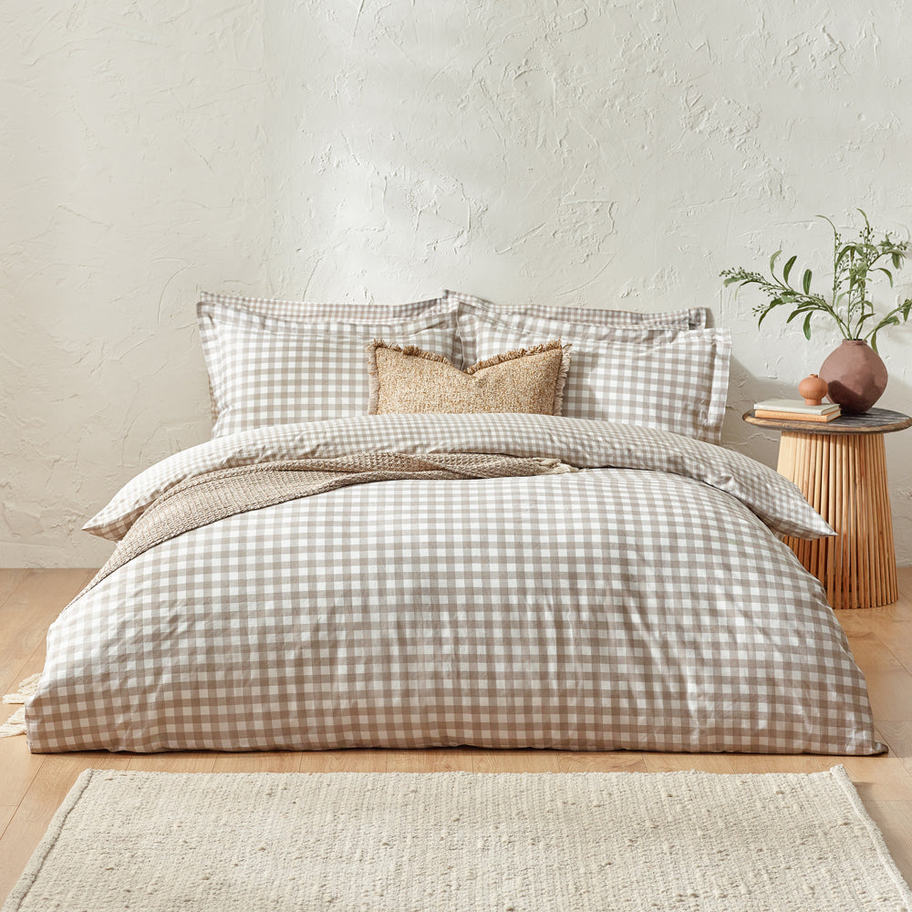 Barton Gingham Check Duvet Cover Set Natural