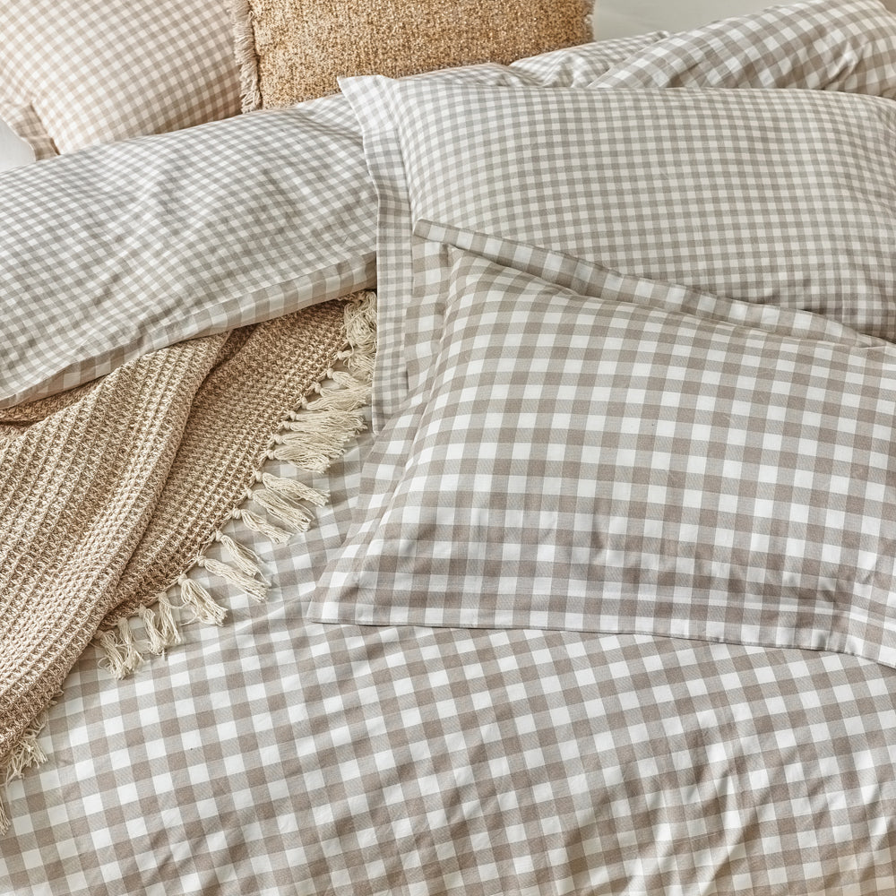 Barton Gingham Check Duvet Cover Set Natural