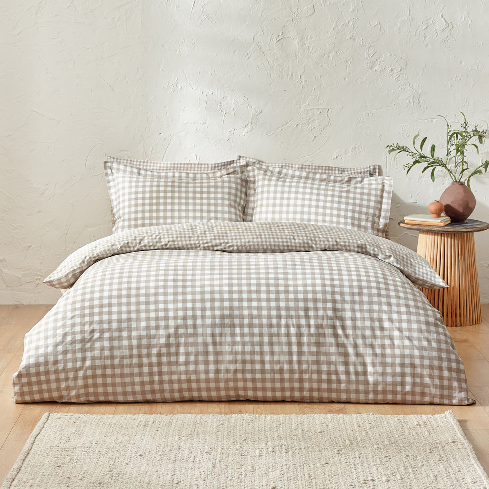 Barton Gingham Check Duvet Cover Set Natural