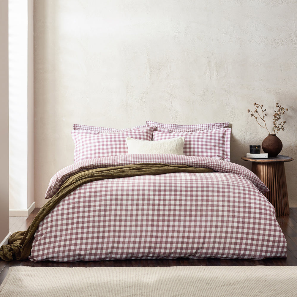 Barton Gingham Check Duvet Cover Set Berry