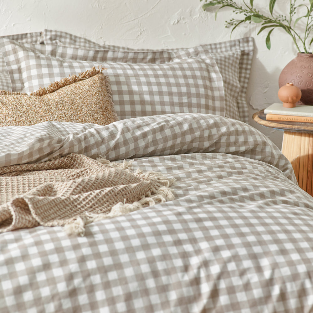 Barton Gingham Check Duvet Cover Set Natural